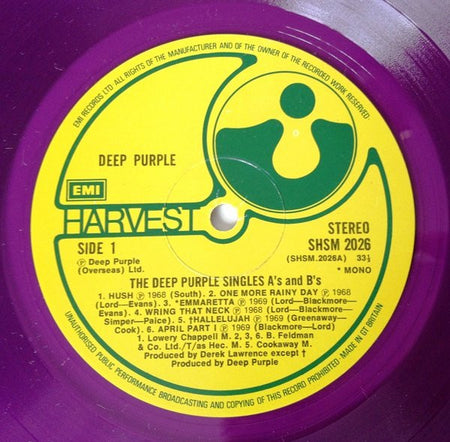 Deep Purple : The Deep Purple Singles A's & B's (LP, Comp, Mono, Pur)