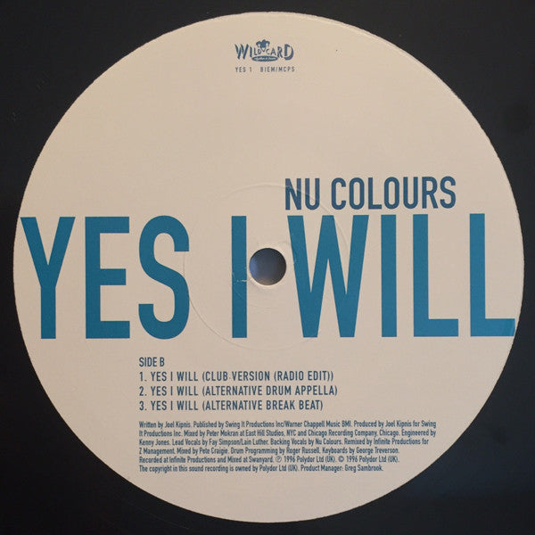 Nu Colours : Yes I Will (12", Promo)
