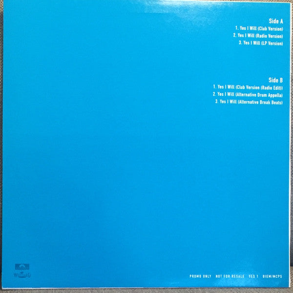 Nu Colours : Yes I Will (12", Promo)