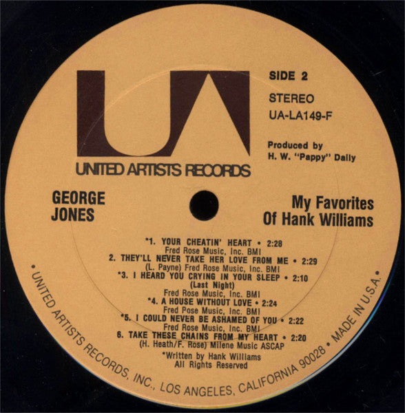 George Jones (2) : My Favorites Of Hank Williams (LP, RE)