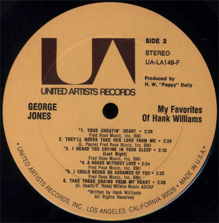 George Jones (2) : My Favorites Of Hank Williams (LP, RE)