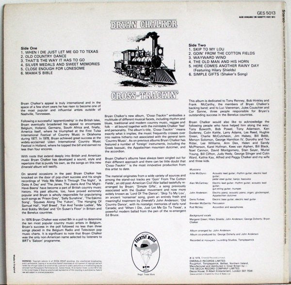 Bryan Chalker : Cross Trackin' (LP, Album)