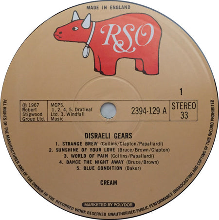 Cream (2) : Disraeli Gears (LP, Album, RE, Lig)
