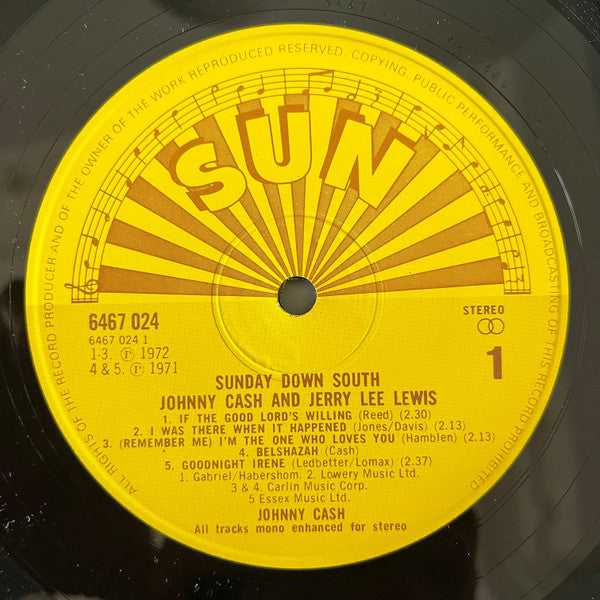 Johnny Cash & Jerry Lee Lewis : Sunday Down South (LP, Comp, RE)