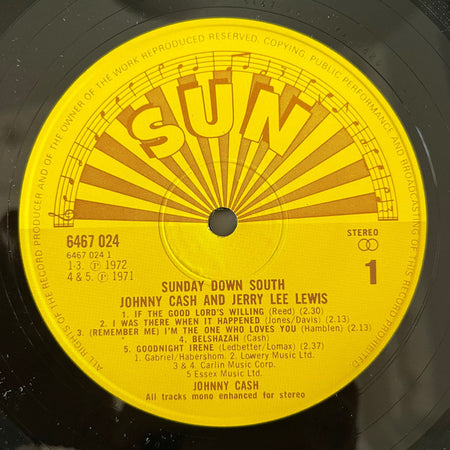 Johnny Cash & Jerry Lee Lewis : Sunday Down South (LP, Comp, RE)