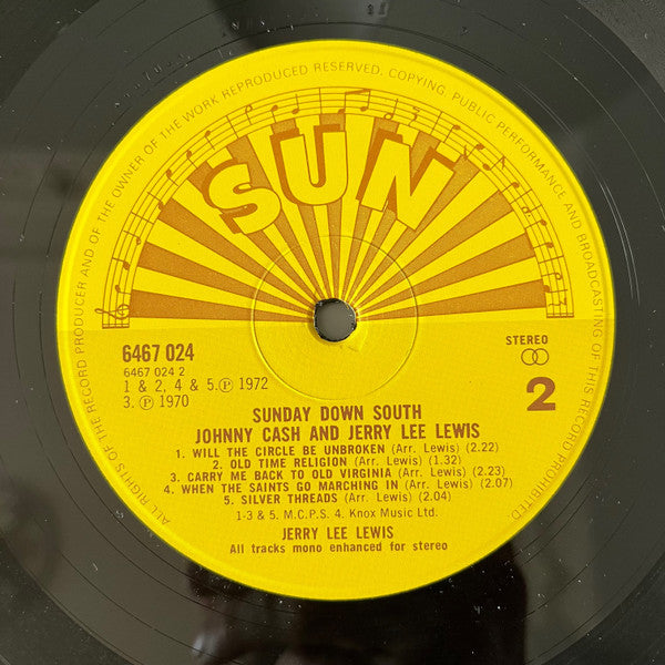 Johnny Cash & Jerry Lee Lewis : Sunday Down South (LP, Comp, RE)