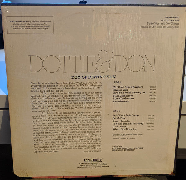 Dottie West And Don Gibson : Dottie & Don (LP, Album)