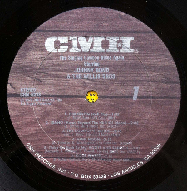 Johnny Bond & The Willis Brothers : The Return Of "The Singing Cowboy" (LP, Album)