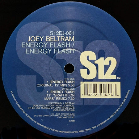 Joey Beltram : Energy Flash (12", Blu)