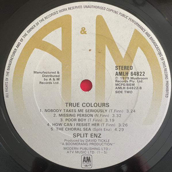 Split Enz : True Colours (LP, Album, Red)