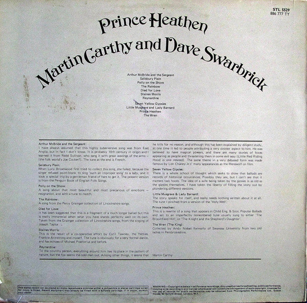 Martin Carthy And Dave Swarbrick : Prince Heathen (LP, Album)