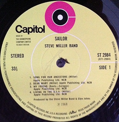 Steve Miller Band : Sailor (LP, Album, RE)