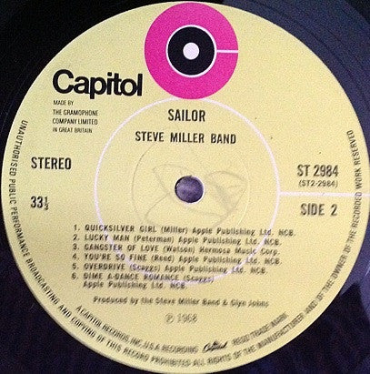 Steve Miller Band : Sailor (LP, Album, RE)