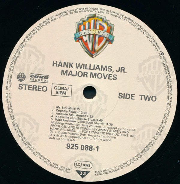 Hank Williams Jr. : Major Moves (LP, Album)