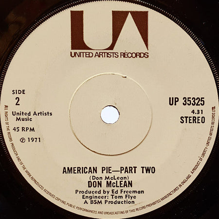 Don McLean : American Pie (7", Single, Sol)