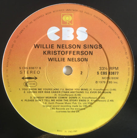 Willie Nelson : Willie Nelson Sings Kristofferson (LP, Album)