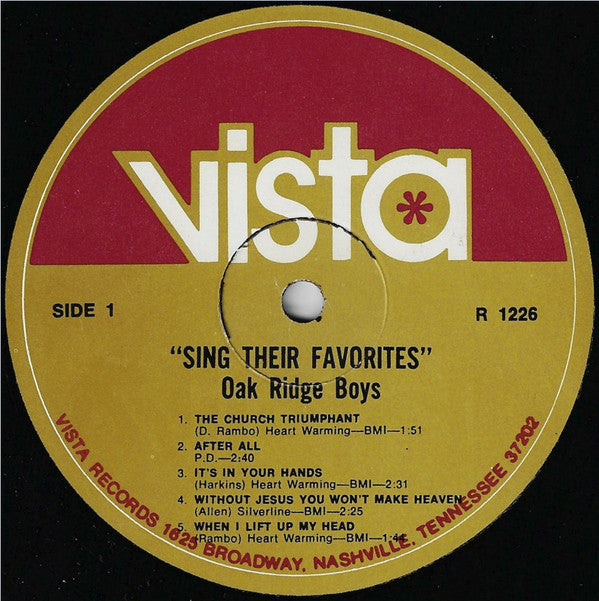 The Oak Ridge Boys : Sing Their Favorites (LP, Album)