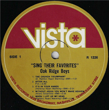 The Oak Ridge Boys : Sing Their Favorites (LP, Album)