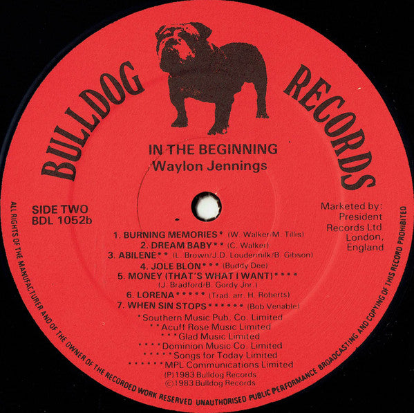 Waylon Jennings : In The Beginning (LP, Album, Comp, RE)