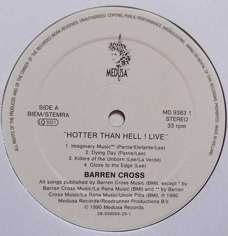 Barren Cross : Hotter Than Hell! Live (2xLP, Album)