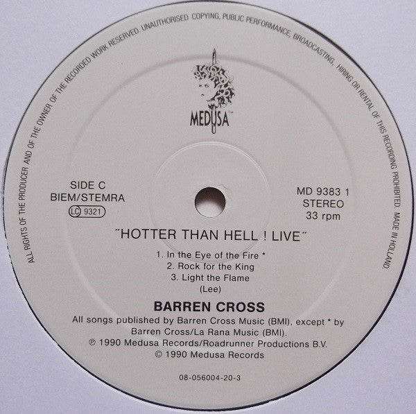 Barren Cross : Hotter Than Hell! Live (2xLP, Album)
