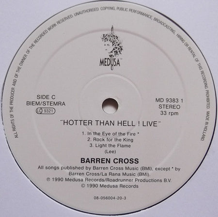 Barren Cross : Hotter Than Hell! Live (2xLP, Album)