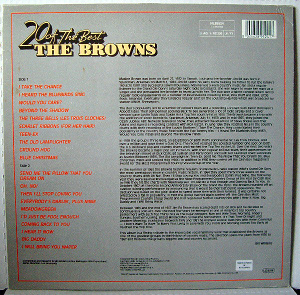 The Browns (3) : 20 Of The Best (LP, Comp)