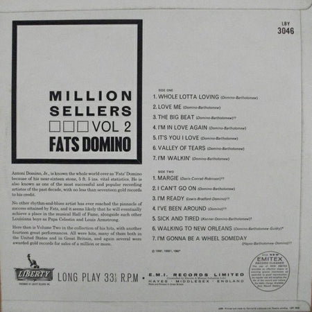 Fats Domino : Million Sellers Vol. 2 (LP, Comp, Mono)