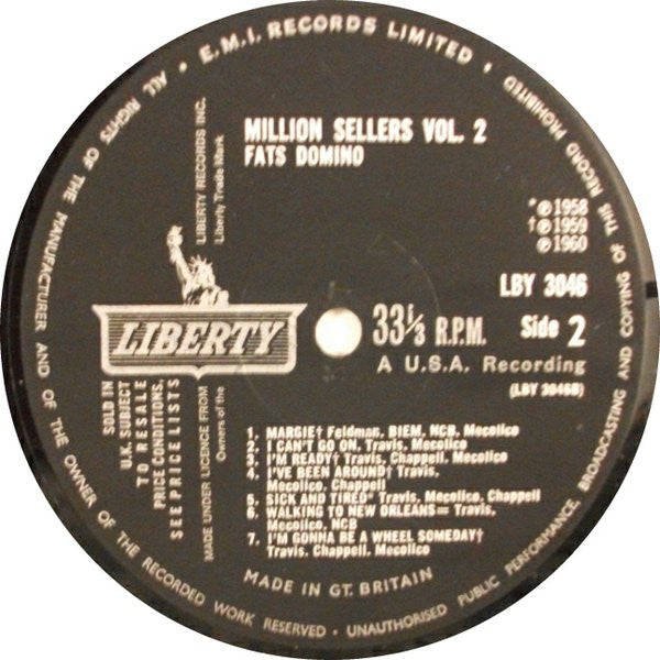 Fats Domino : Million Sellers Vol. 2 (LP, Comp, Mono)