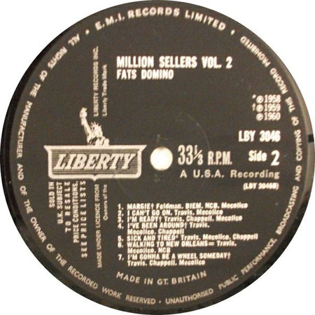 Fats Domino : Million Sellers Vol. 2 (LP, Comp, Mono)