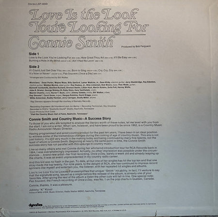 Connie Smith : Love Is The Look You're Looking For   (LP, Album)