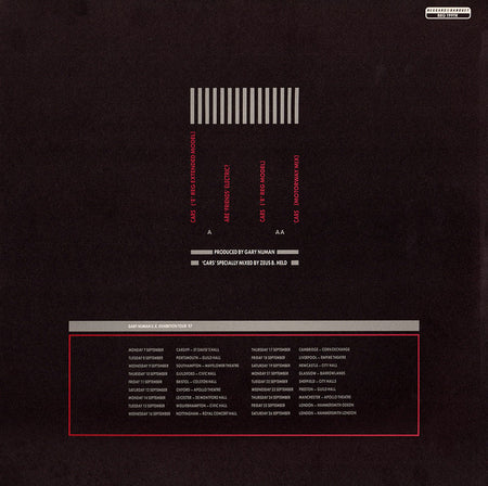 Gary Numan : Cars (E-Reg Model) (12", Single)