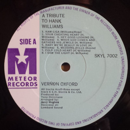 Vernon Oxford : A Tribute To Hank Williams (LP, Album)