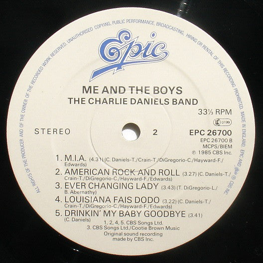 The Charlie Daniels Band : Me And The Boys (LP, Album)