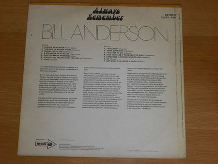 Bill Anderson (2) : Always Remember (LP, Album)