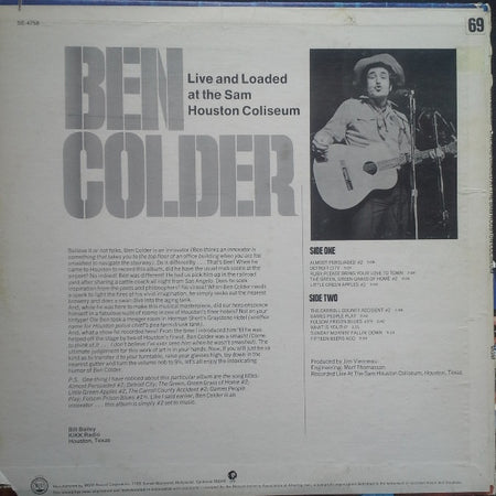 Ben Colder : Live And Loaded At The Sam Houston Coliseum (LP)