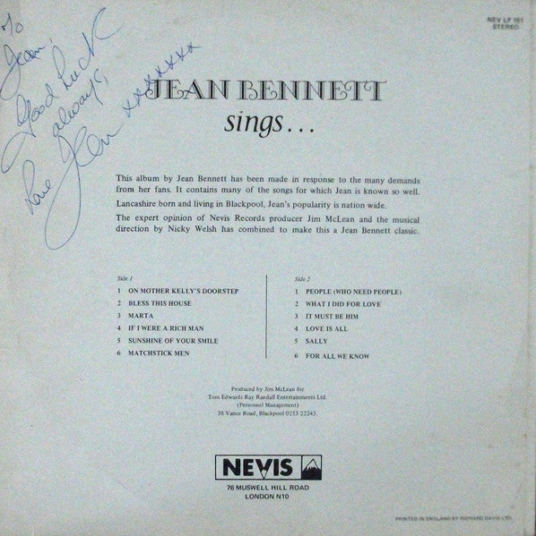 Jean Bennett (2) : Jean Bennett Sings... (LP)