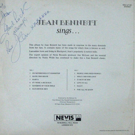 Jean Bennett (2) : Jean Bennett Sings... (LP)