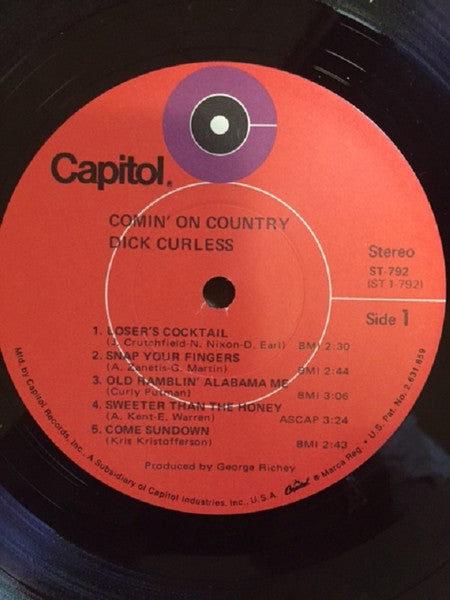 Dick Curless : Comin' On Country (LP, Album, Win)