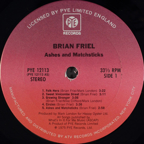 Brian Friel* : Ashes & Matchsticks (LP)
