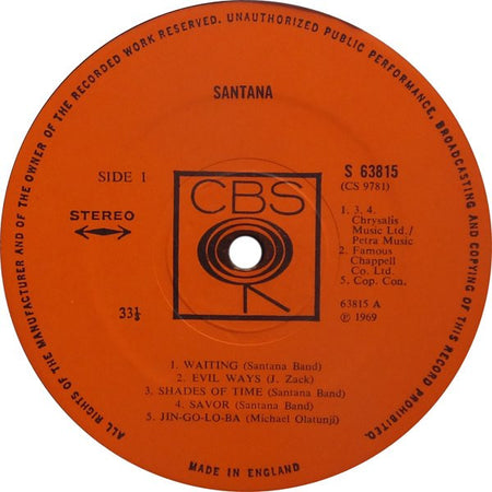 Santana : Santana (LP, Album, RE)