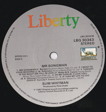 Slim Whitman : Mr. Songman (LP, Album)