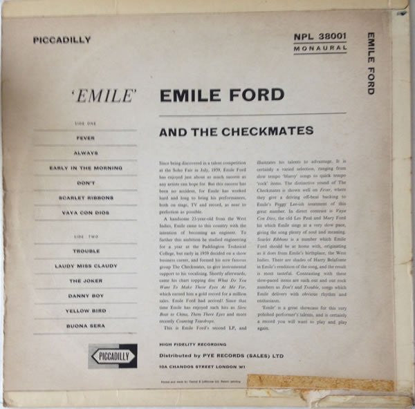 Emile Ford & The Checkmates : Emile (LP, Album, Mono)
