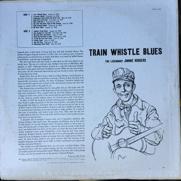Jimmie Rodgers : Train Whistle Blues (LP, Comp, RE)