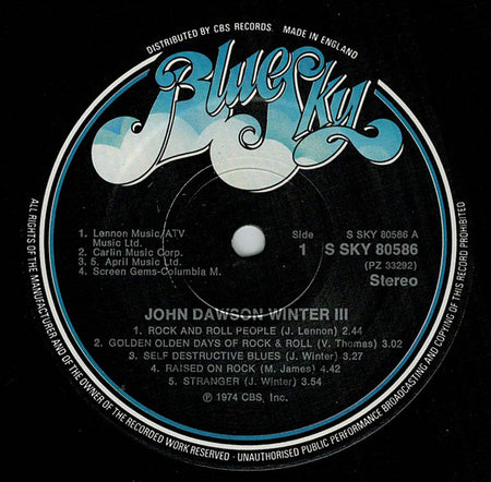 Johnny Winter : John Dawson Winter III (LP, Album)