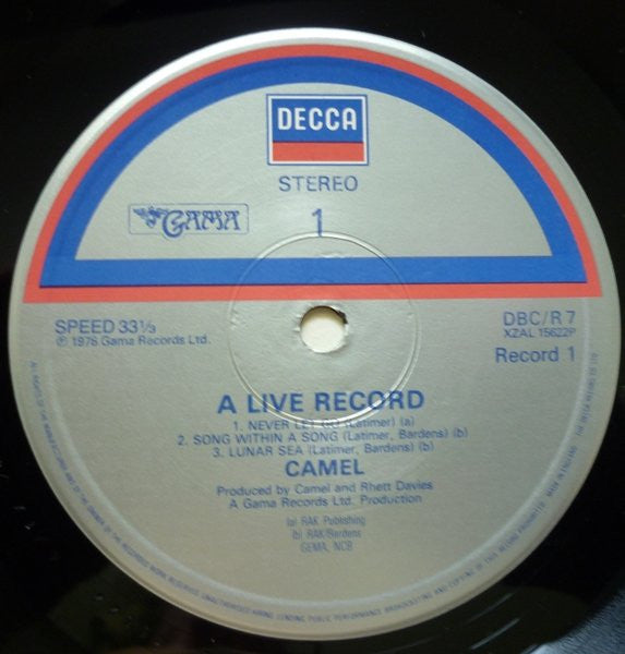 Camel : A Live Record (2xLP, Album, RE)