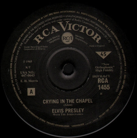 Elvis Presley : Crying In The Chapel (10", Single, Ltd, Num, RE)