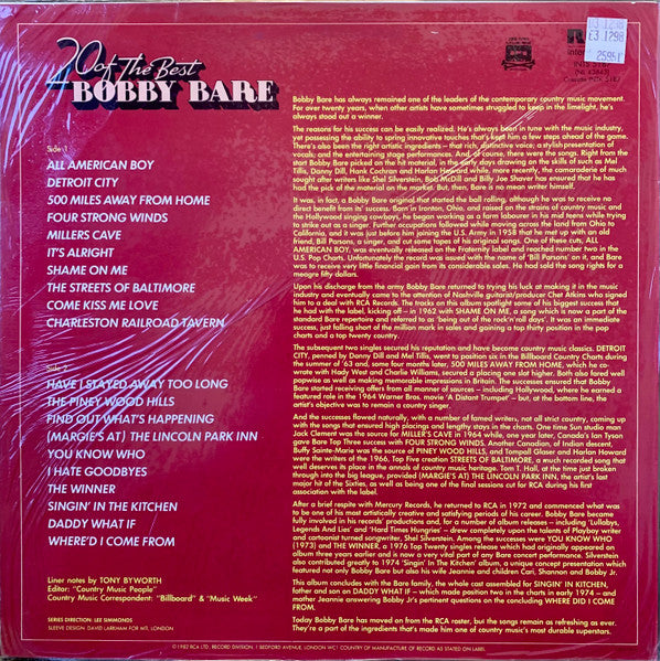 Bobby Bare : 20 Of The Best (LP, Comp)