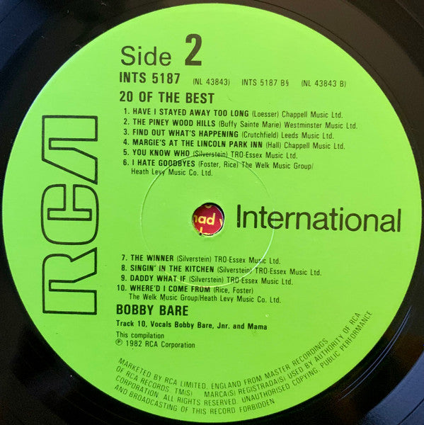 Bobby Bare : 20 Of The Best (LP, Comp)
