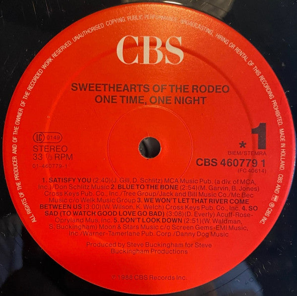 Sweethearts Of The Rodeo : One Time, One Night (LP, Album)